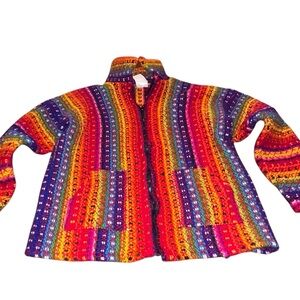 Eden’s Rose Foundation 100 Percent Alpaca Wool Jacket – Made in‎ Ecuador rainbow